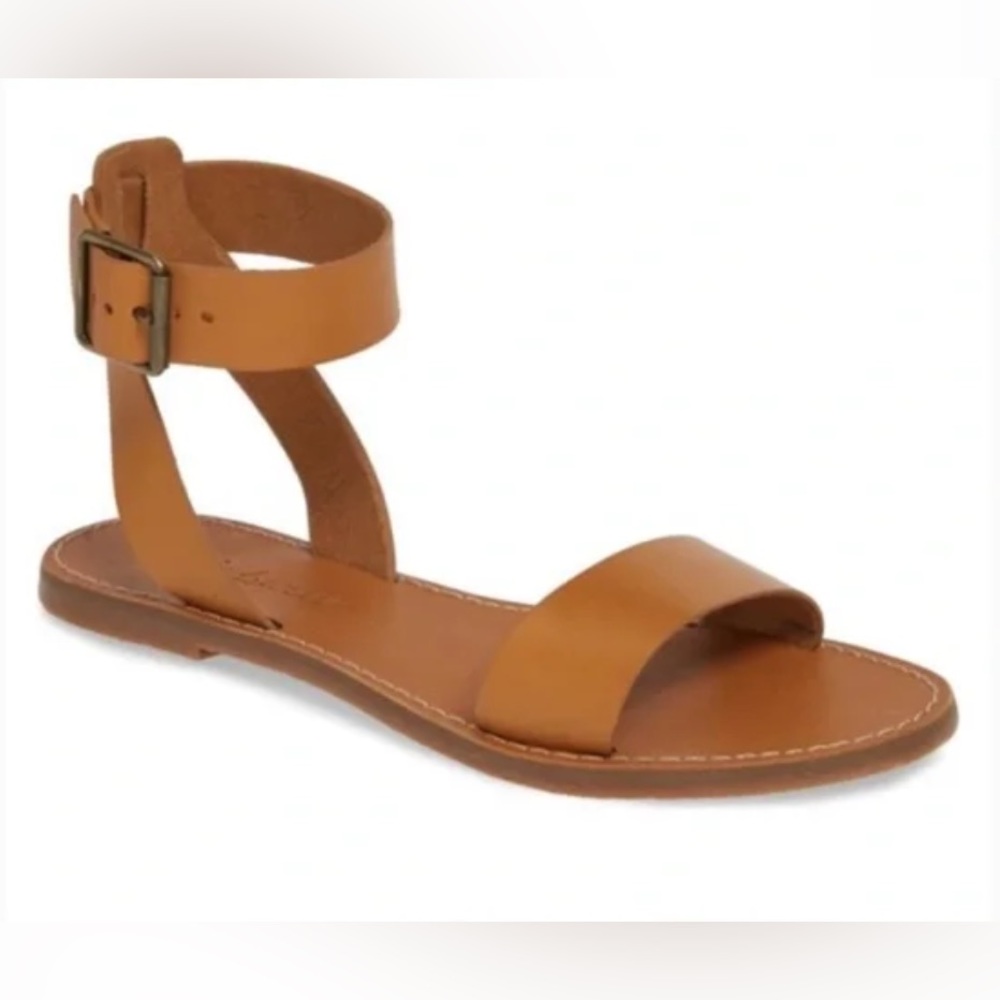NWOT Madewell Brown Leather Boardwalk Ankle-strap Sandals 6.5